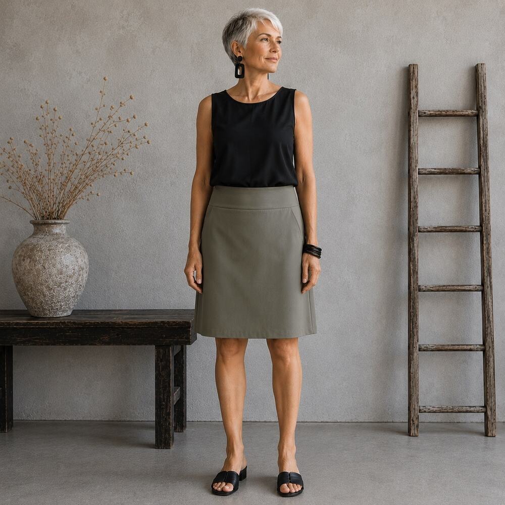 Soft Surroundings Moss Green Athletic Gold Tennis Athleisure Skort 1X